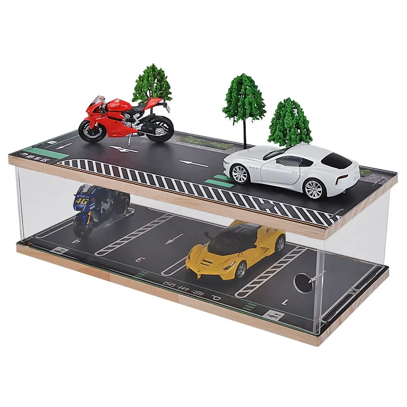 Simulation Parking Lot Parking Garage Scene Alloy Car Model Toy Car Display Stand Acrylic Dust Box